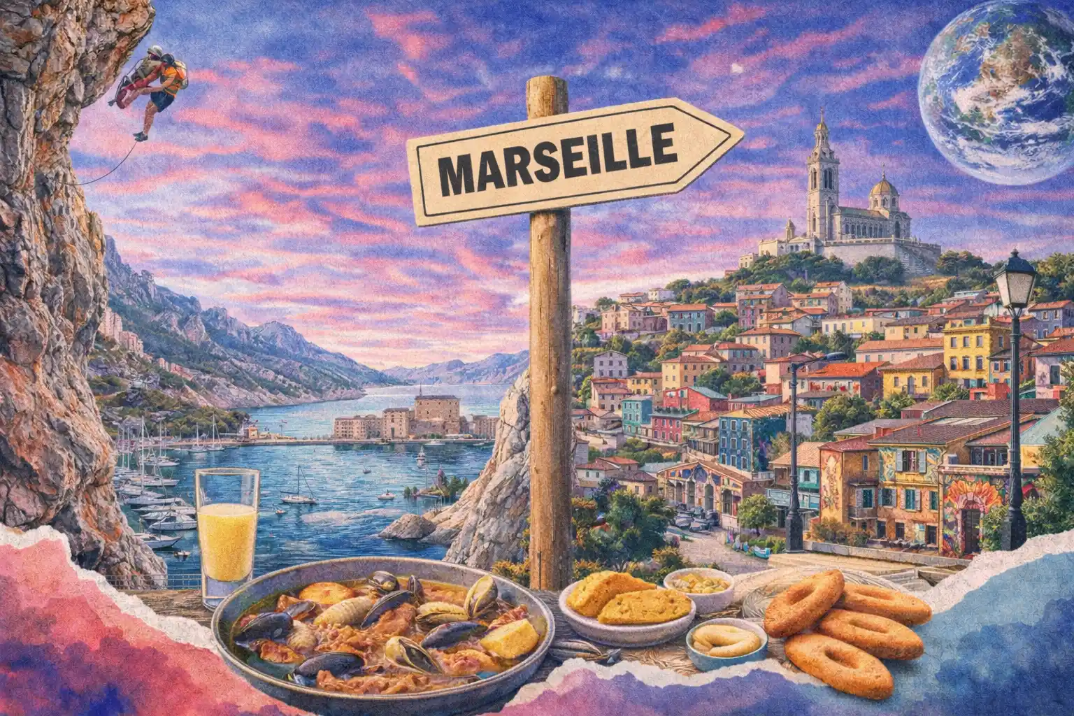 Marseille France Mediterranean coast with colorful buildings and Calanques