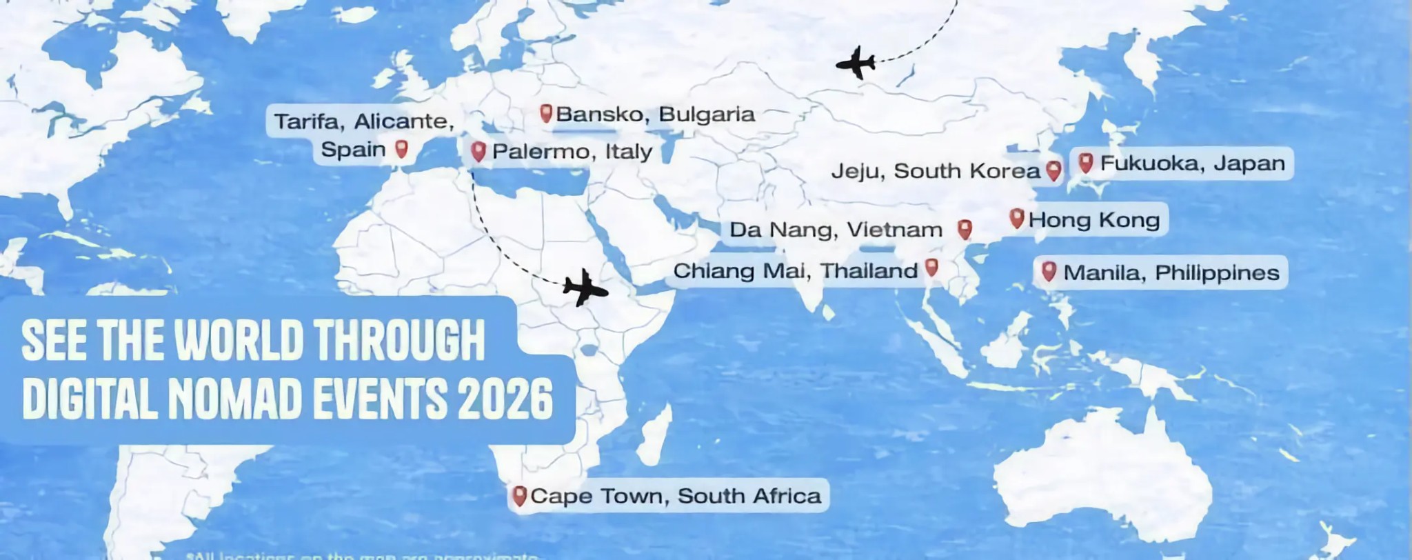 See the World Through Digital Nomad Events 2026 - World Map