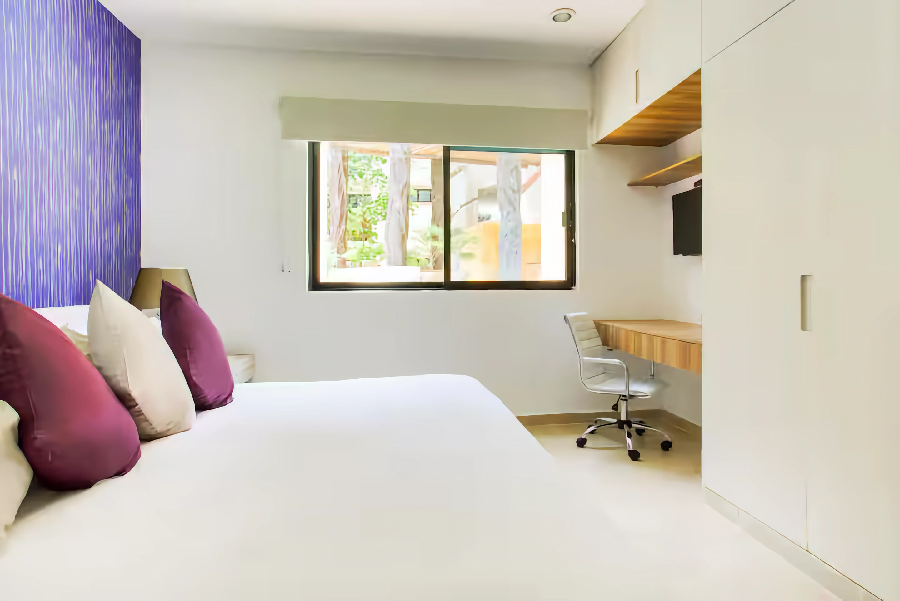 The tiny desk from where I looked out into the pool during my Zoom call at Prana Aldea Zama in 2021